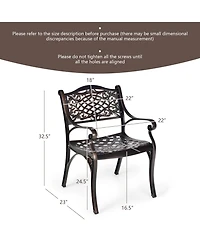 4PCS Patio Dining Bistro Chair All Weather Cast Aluminum Armrest Garden
