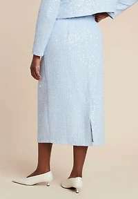 Eloquii Women's Plus Sequin Tweed Midi Skirt