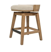 26'' Swivel Cane Rattan Counter Stool (1 Piece), High-Back Bar Chair with Solid Wood Frame-The Pop Home