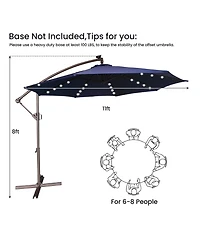 Mondawe 11ft Cantilever/Offset Hanging Patio Umbrella with Solar Light Included