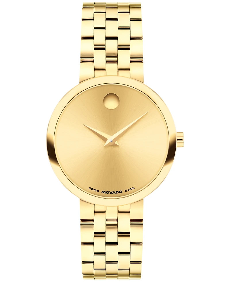 Movado Women's Museum Classic Swiss Quartz Light Yellow Pvd Watch, 29.5mm