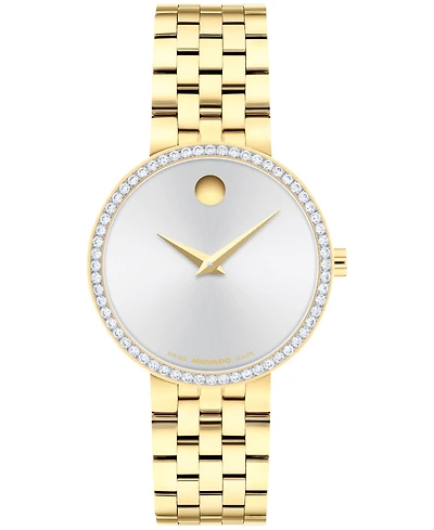 Movado Women's Museum Classic Lab Grown Diamond Swiss Quartz Light Yellow Pvd Watch, 29.5mm