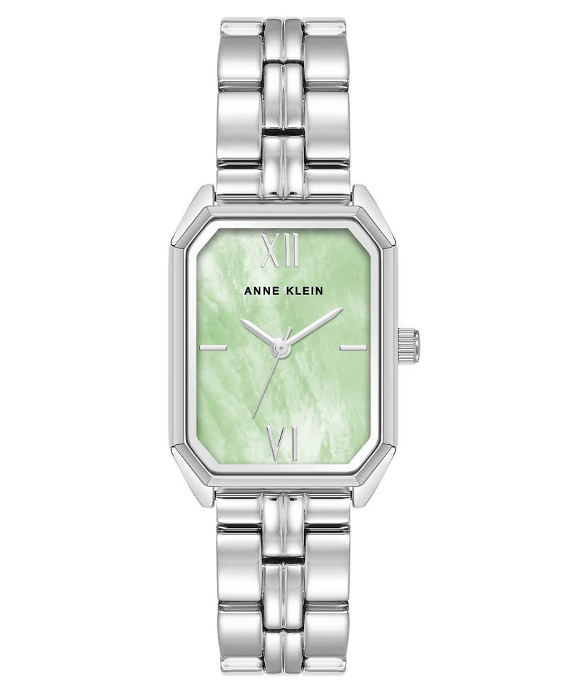 Anne Klein Women's Quartz Mint and Silver-Tone Octagonal Metal Alloy Bracelet Watch, 24mm