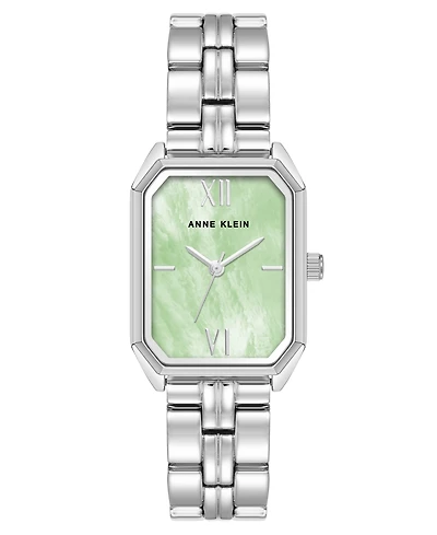Anne Klein Women's Quartz Mint and Silver-Tone Octagonal Metal Alloy Bracelet Watch, 24mm