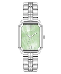 Anne Klein Women's Quartz Mint and Silver-Tone Octagonal Metal Alloy Bracelet Watch, 24mm