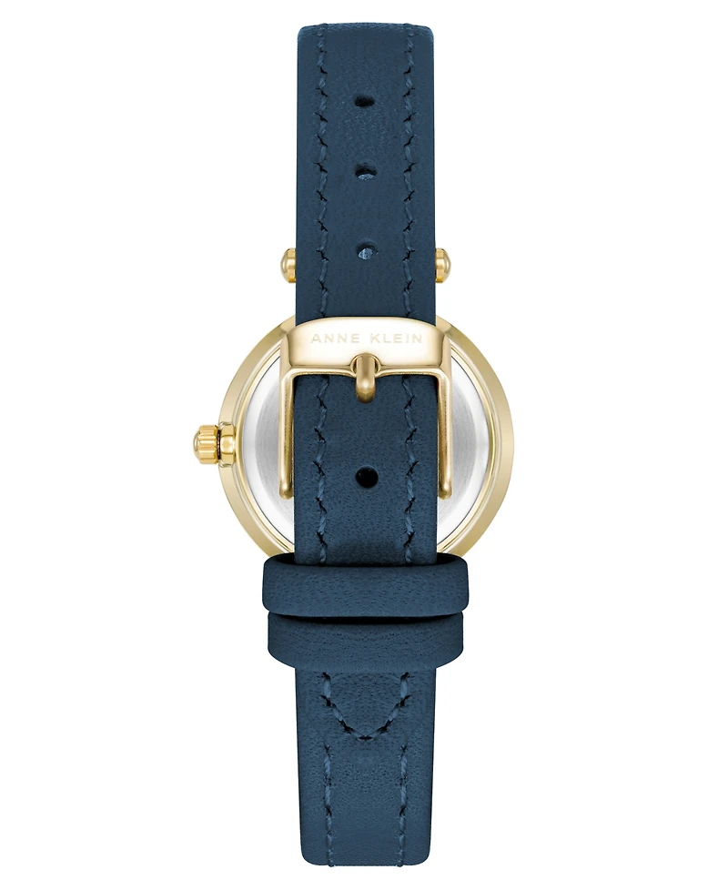Anne Klein Women's Quartz Blue Leather and Gold-Tone Metal Alloy Strap Watch, 26mm