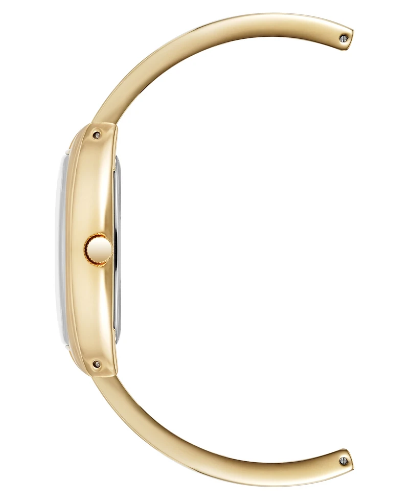 Anne Klein Women's Quartz Cushion White Enamel with Gold-Tone Metal Alloy Bangle Watch, 22mm