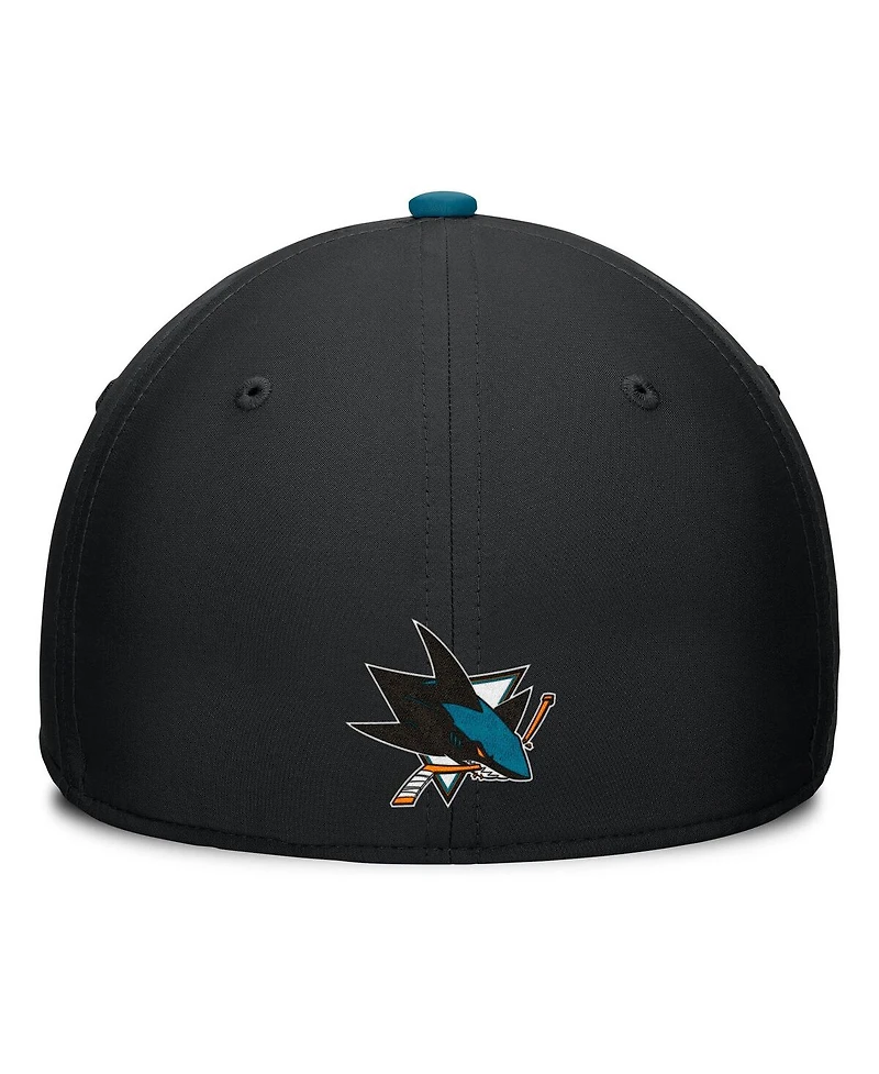 Fanatics Men's Black/Teal San Jose Sharks Authentic Pro Rink Team Code Flex Hat