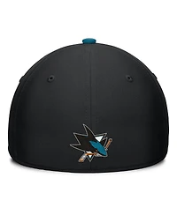 Fanatics Men's Black/Teal San Jose Sharks Authentic Pro Rink Team Code Flex Hat
