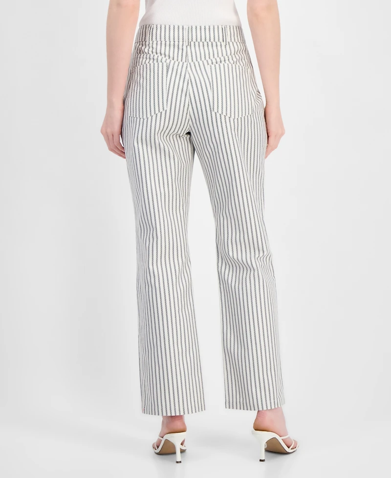 T Tahari Women's Striped Cotton Straight-Leg Pants