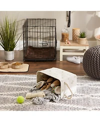 Bone Dry Collapsible Pet Storage Bin with Rope Handles Paw/Bone Print