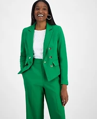 Bar Iii Womens Faux Double Breasted Blazer Sleeveless Honeycomb Top Cropped Wide Leg Pants Exclusively At Macys