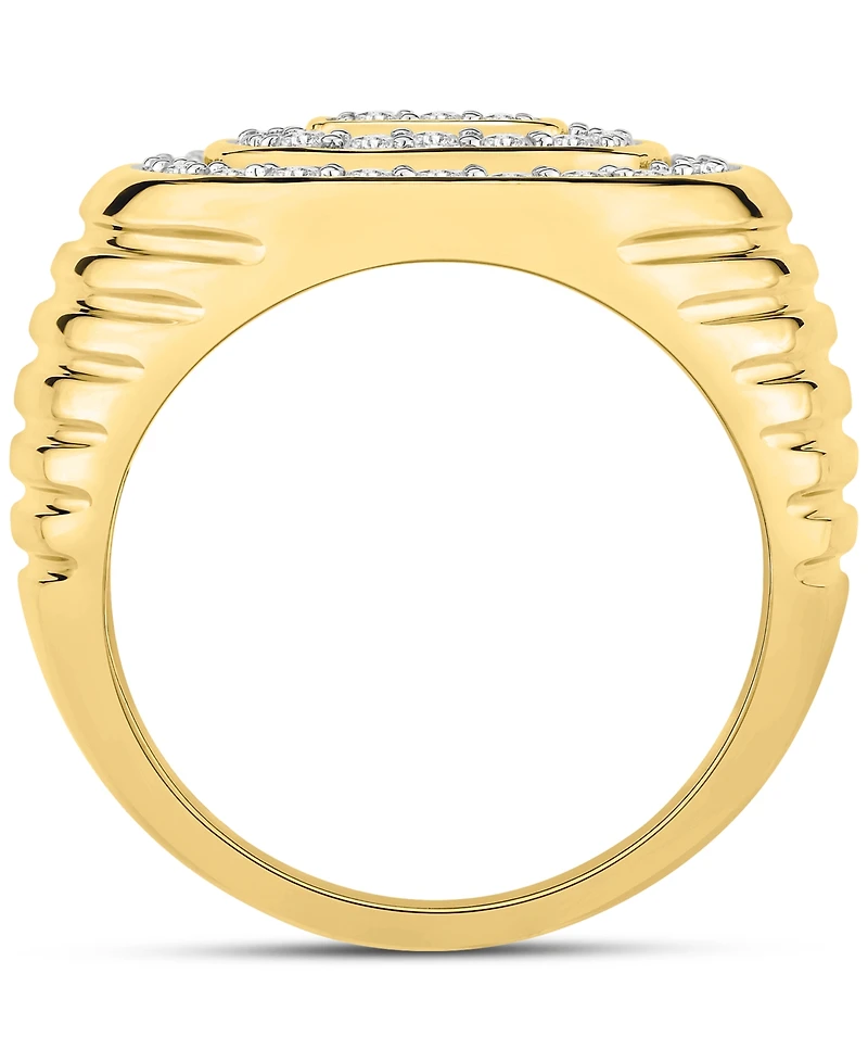 Men's Diamond Circular Cluster Oval Ring (1 ct. t.w.) in 10k Gold