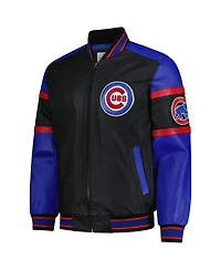 G-iii Sports by Carl Banks Men's Black Chicago Cubs Full-Zip Leather Varsity Jacket