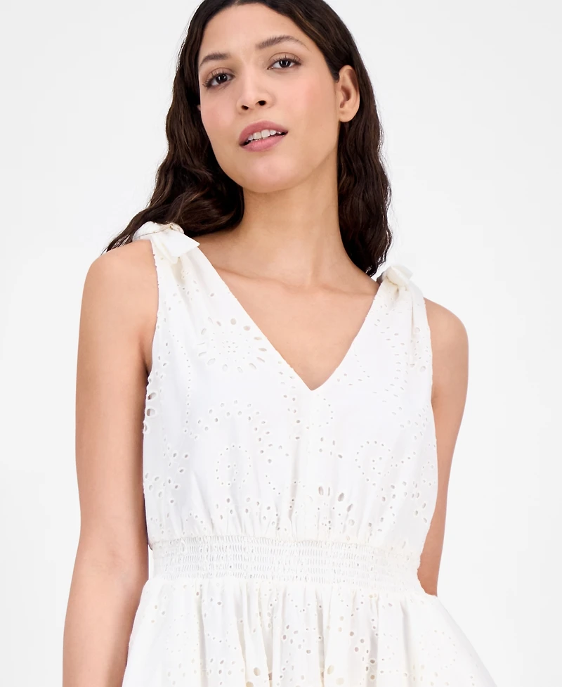 Anne Klein Petite Cotton Lace A-Line Sleeveless Midi Dress