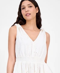 Anne Klein Petite Cotton Lace A-Line Sleeveless Midi Dress