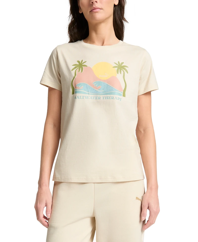 Puma Women's Cotton Wellness Graphic-Print Crewneck Tee