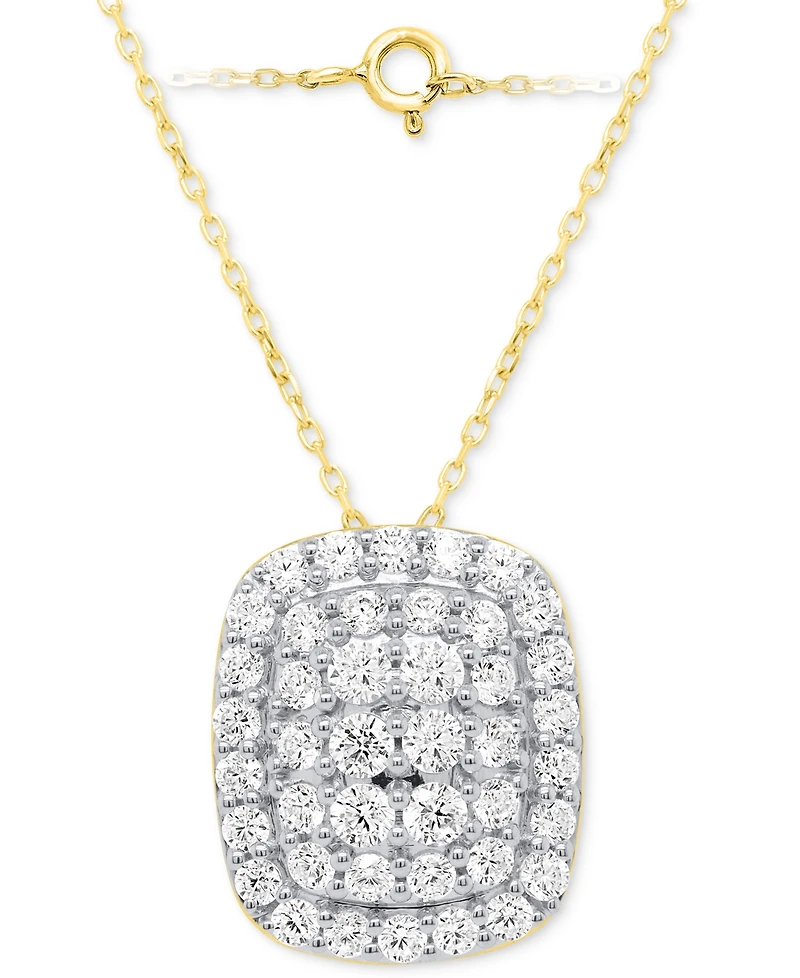 Forever Grown Diamonds Lab-Grown Diamond Cushion Cluster 18" Pendant Necklace (2 ct. t.w.) Sterling Silver or 14k Gold-Plated