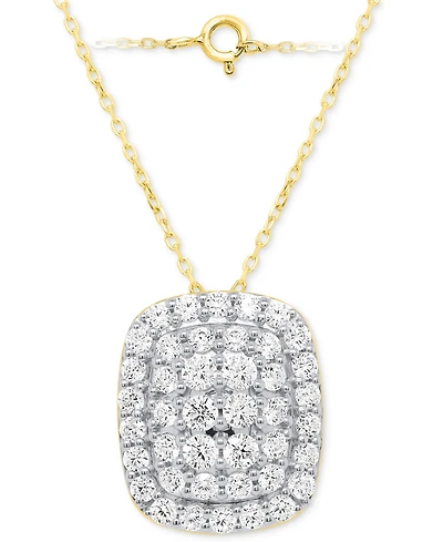 Forever Grown Diamonds Lab-Grown Diamond Cushion Cluster 18" Pendant Necklace (2 ct. t.w.) Sterling Silver or 14k Gold-Plated
