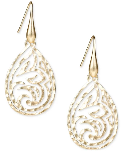 Patricia Nash Gold-Tone Lotus Teardrop Openwork Drop Earrings
