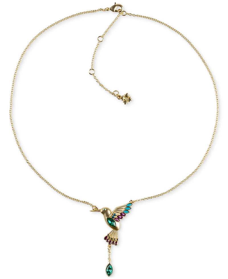 Patricia Nash Gold-Tone Stone & Bead Hummingbird Statement Necklace, 18" + 3" extender