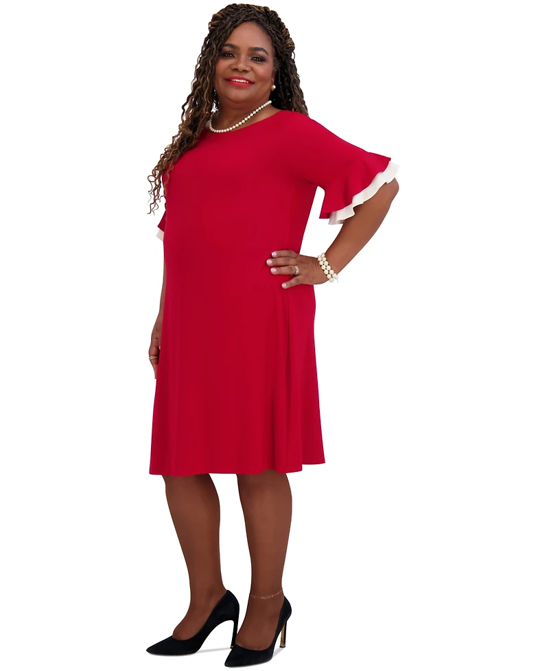 Kasper Women's Ruffle-Sleeve Shift Dress, Regular & Plus