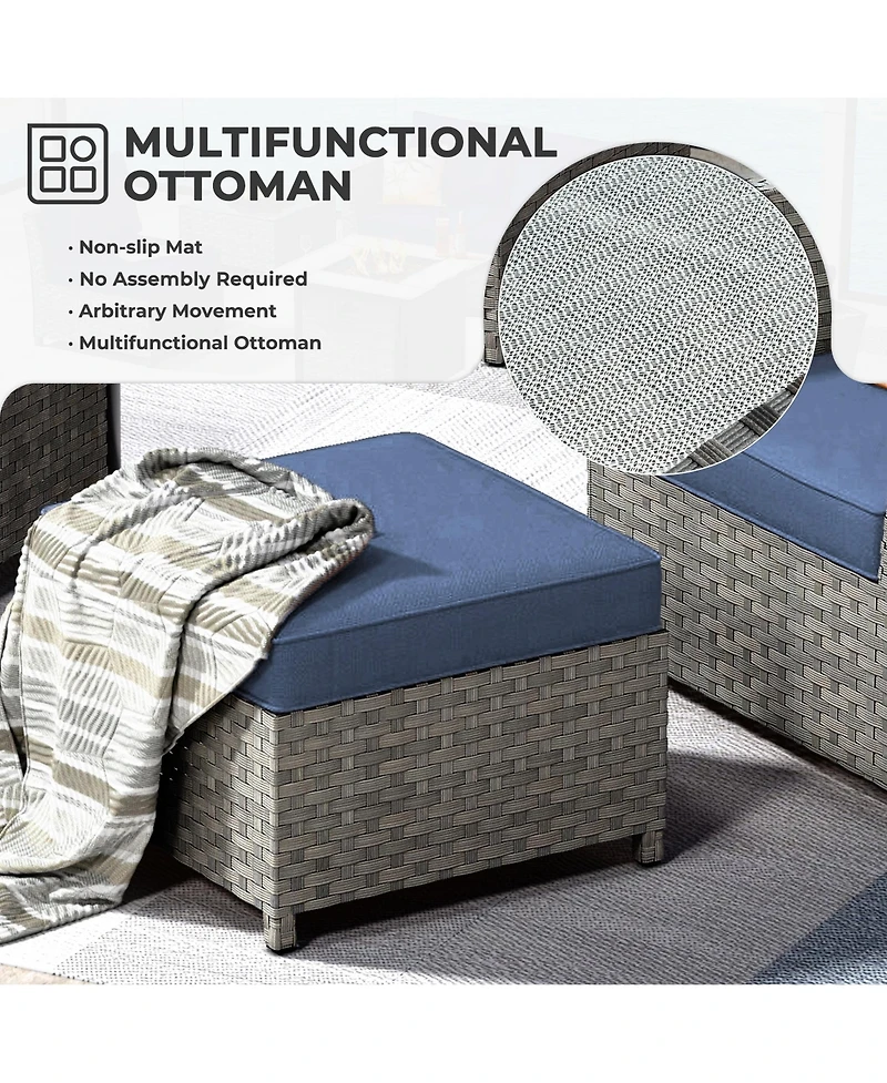 Xizzi 12 Pieces Outdoor Furniture Patio Sectional Sofa,No Assembly Required Pe Wicker Conversation Sets with Armchairs,Ottomans and Coffee Table