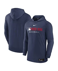Nike Men's Heather Navy Boston Red Sox Authentic Collection Tri-Blend Performance Pullover Hoodie