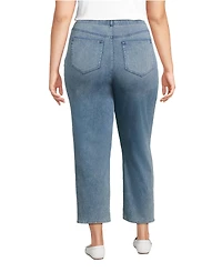 Lands' End Plus Starfish High Rise Knit Denim Straight Crop Jeans