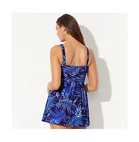 Swimsuits for All Women's Twist Front V-Neck Swimdress