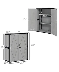 Outsunny Outdoor Storage Cabinet, Wood Garden Shed with 2 Shelves,