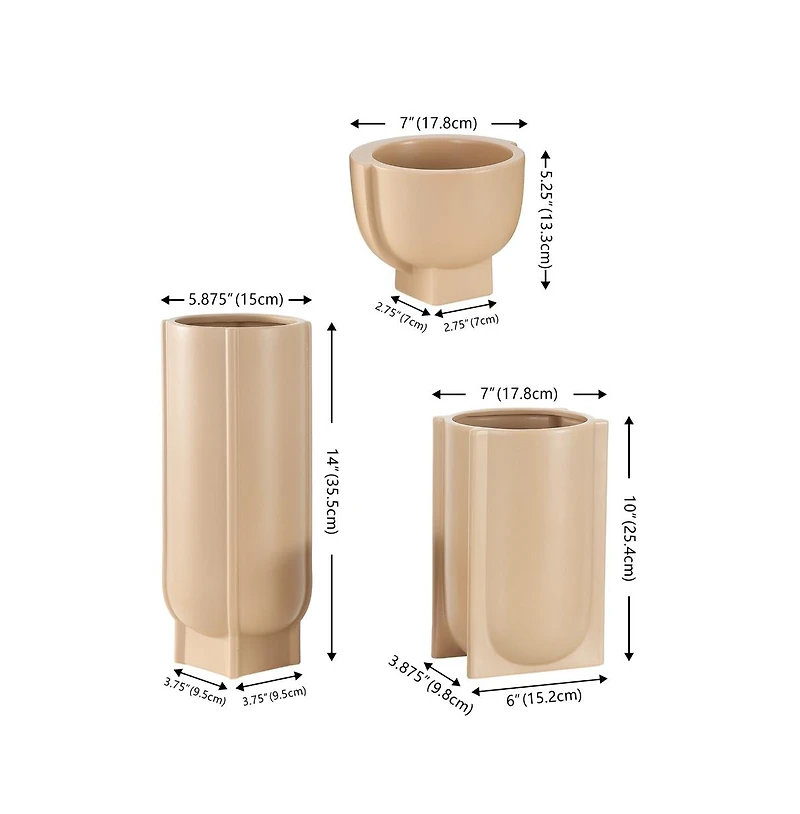 Monaco Ceramic Matte Vase Set3
