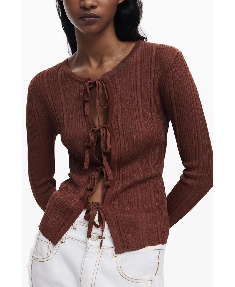 Desigual Women's Shiny bow cardigan