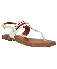 Tommy Hilfiger Women's Gabry Signature Stripe T-Strap Flat Sandals
