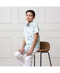 Hope & Henry Boys Linen Short Sleeve Button Down Shirt