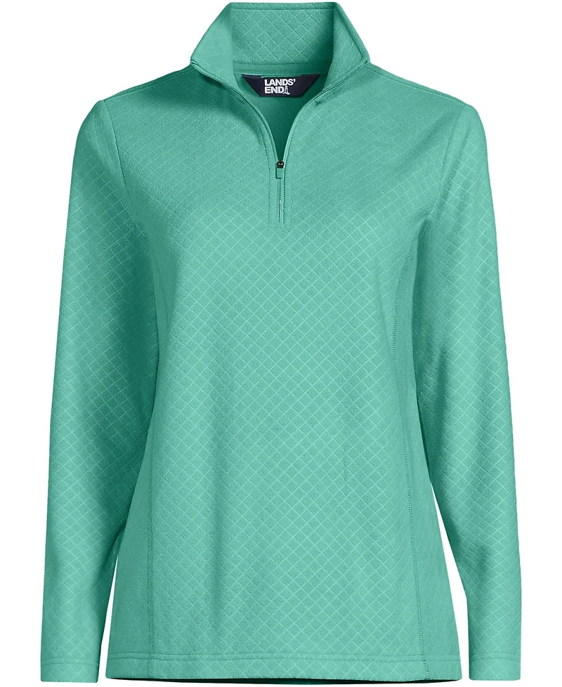 Lands' End Women's Embossed Quarter Zip Fleece Pullover