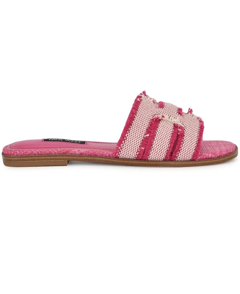 Nine West Women's Germanny Frayed Flat Slide Sandals