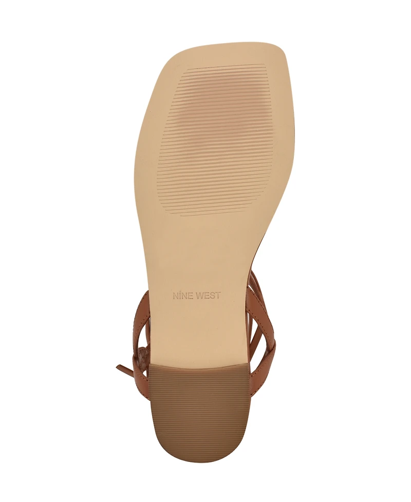 Nine West Women's Norta T-Strap Tie-Up Flat Sandals