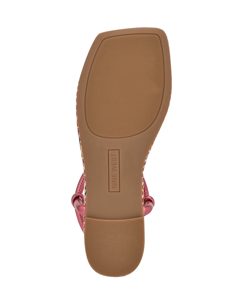 Nine West Women's Nortny Knotted T-Strap Flat sandals