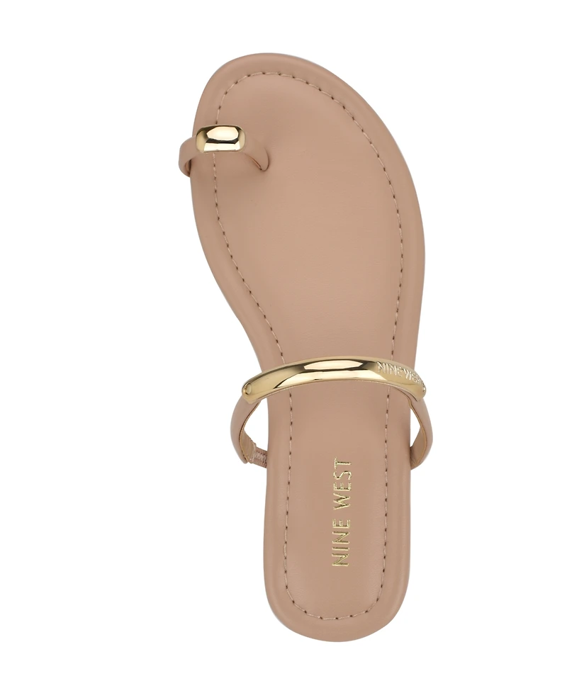 Nine West Women's Balon Strappy Toe Loop Flat Sandals