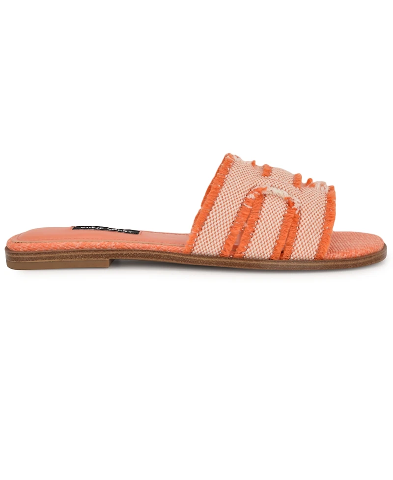 Nine West Women's Germanny Frayed Flat Slide Sandals