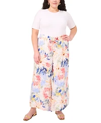 Vince Camuto Plus Floral Angled-Hem Wide-Leg Pants