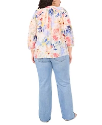 Vince Camuto Plus Ruffle-Neck Peasant Top