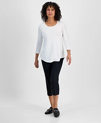 Jm Collection Women's 3/4-Sleeve Scoop Neck Top