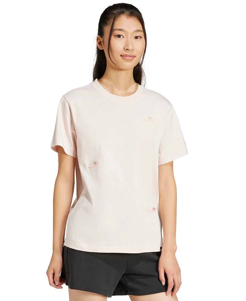 adidas Women's Cotton Logo Slide Crewneck T-Shirt