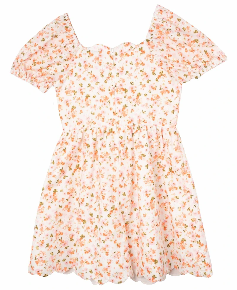 Rare Editions Big Girls Floral Eyelet Scalloped Hem Dress