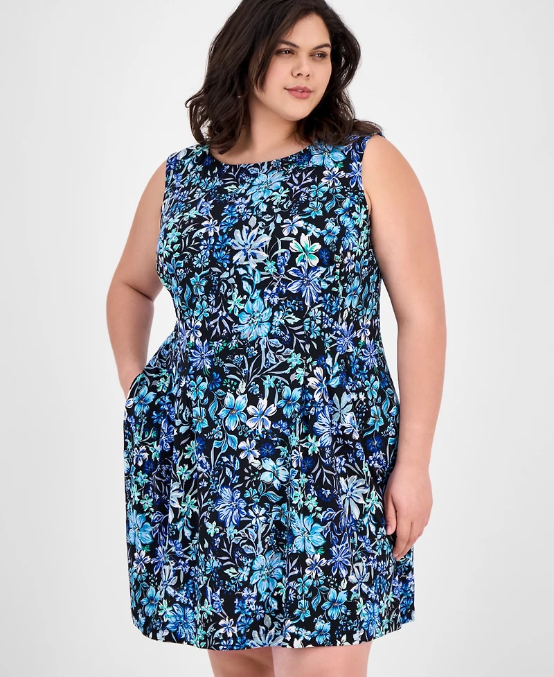 Connected Plus Printed Sleeveless Fit & Flare Dress