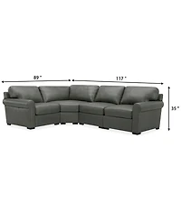 Radley Roll Arm 117" 4-Pc. Leather Wedge Corner L Sectional, Exclusively at Macy's