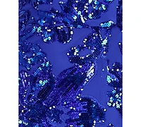 Crystal Doll Juniors' One-Shoulder Floral-Sequin Gown