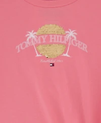 Tommy Hilfiger Big Girls Palm Sequin Side Tie Short Sleeve T-Shirt